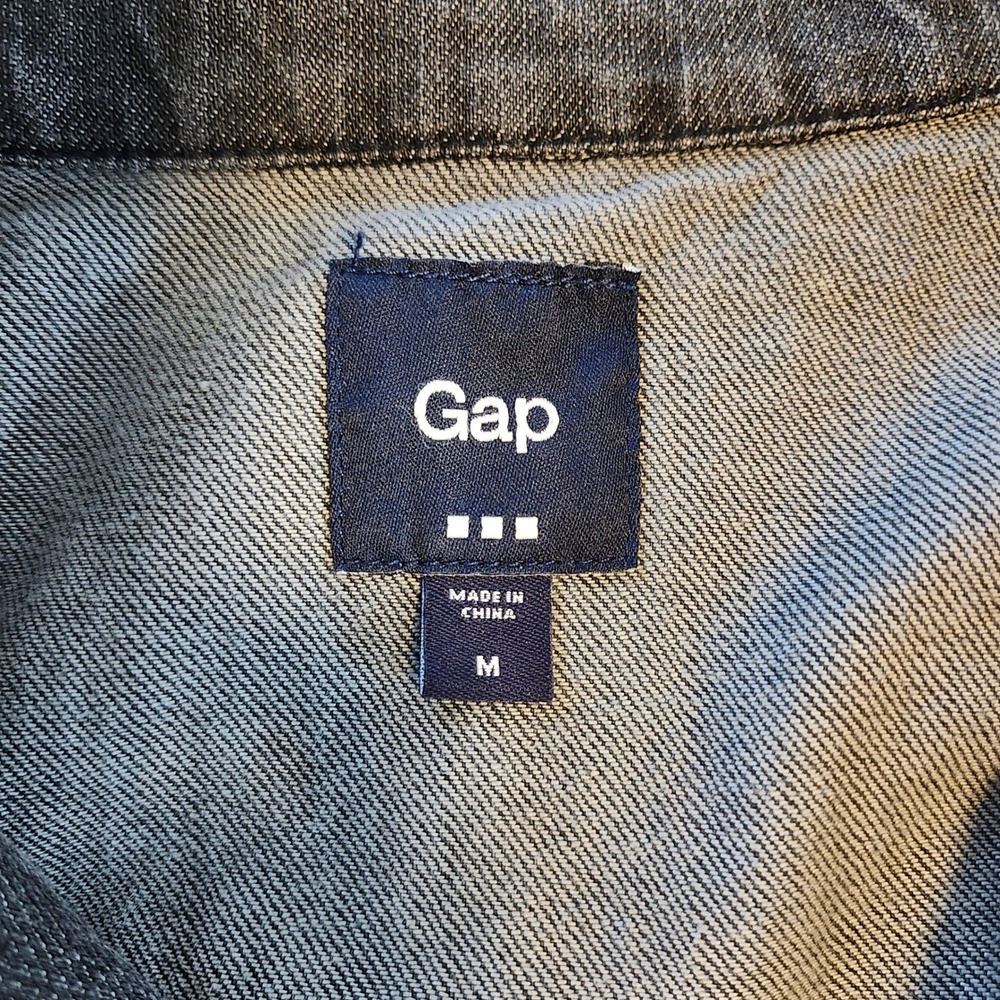 GAP Vintage Y2K Black Gray Denim Moto Asymmetrical Zip Jacket Women's Size M - Picture 3 of 4